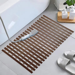 Enera PVC Shower Mat Track Dotted Brown Color Non-Slip Bathtub Mat - enera