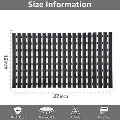 Enera PVC Shower Mat Track Dotted Dark Grey Color Non-Slip Bathtub Mat - enera