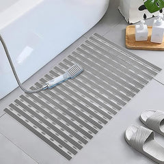 Enera PVC Shower Mat Track Dotted Light Grey Color Non-Slip Bathtub Mat - enera