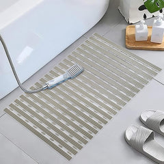 Enera PVC Shower Mat Track Dotted Olive Color Non-Slip Bathtub Mat - enera