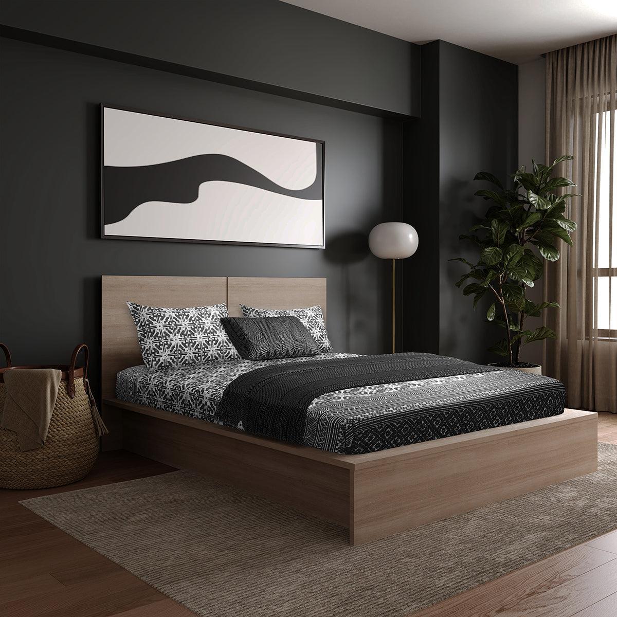 Enera Vibrant Hues Collection Black Color King Size Bedsheet