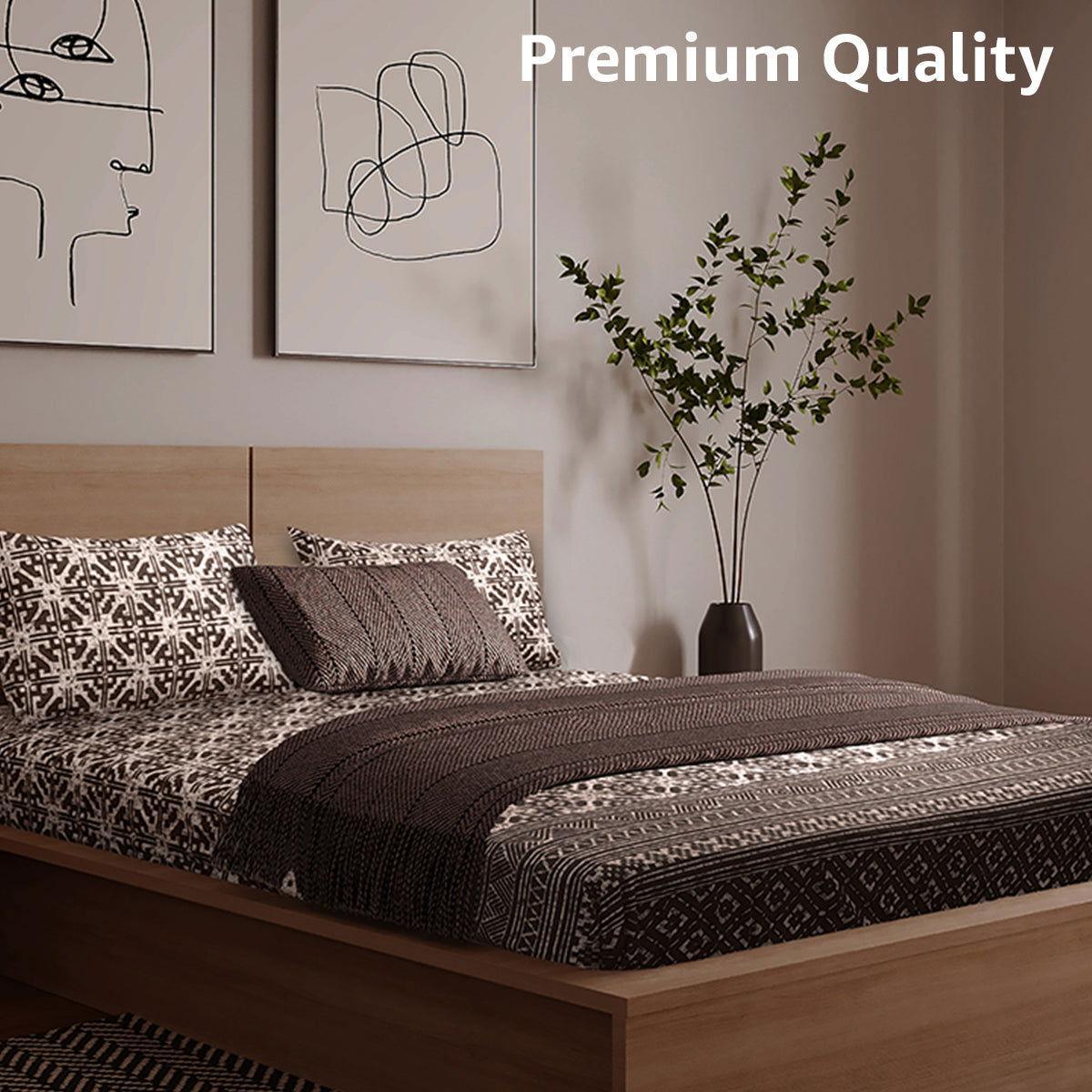 Enera Vibrant Hues Collection Bison Color King Size Bedsheet - enera