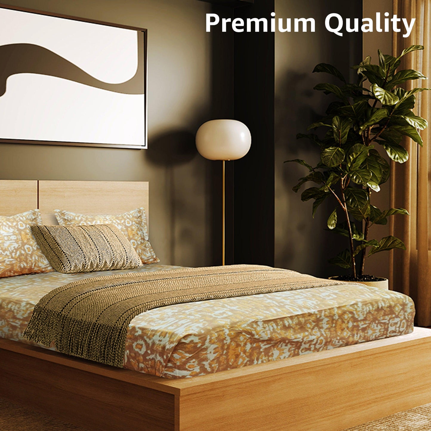 Enera Vibrant Hues Collection Lemon Color King Size Bedsheet
