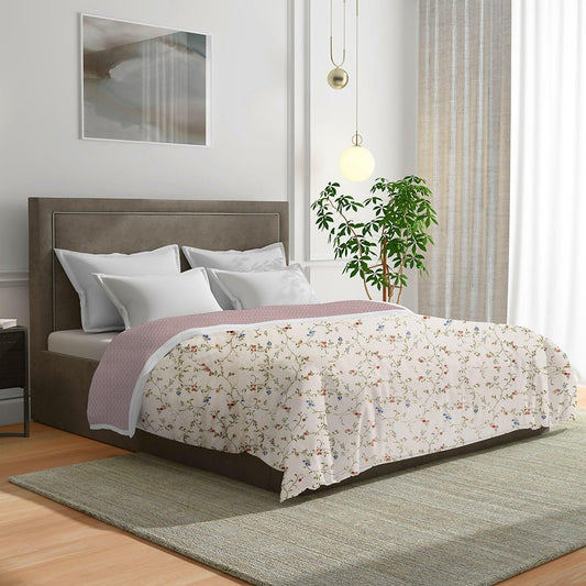 Enera Scarlet Printed Cream Color Double Bed Dohar - enera