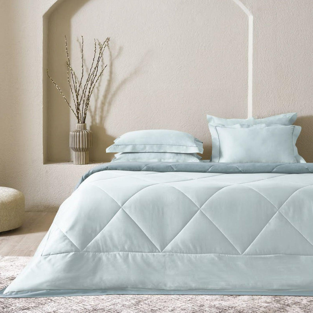 D'Decor Snuggle Collection Tiffany Stone Blue, Misty Blue Color BIB006 Double Bed in a Bag - enera