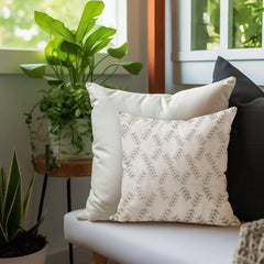 Enera SRM SAMA E501 Embroidery Light Cream Color 12x12 Inch Cushion Cover - enera