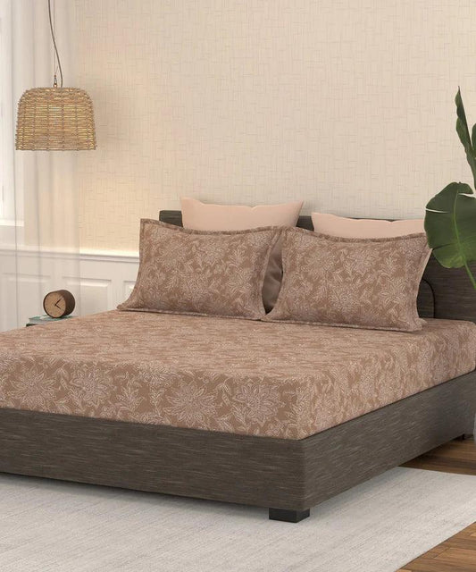 Enera Pastel Poetry Collection Gingerbread Color King Size Bedsheet Set - enera