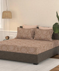 Enera Pastel Poetry Collection Gingerbread Color King Size Bedsheet Set - enera