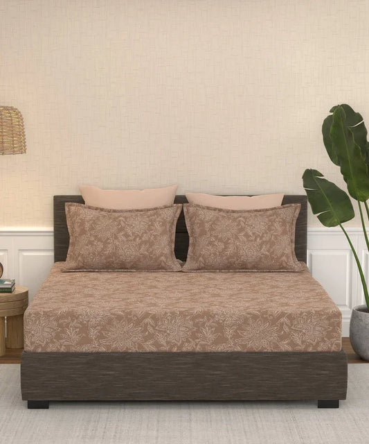 Enera Pastel Poetry Collection Gingerbread Color King Size Bedsheet Set - enera