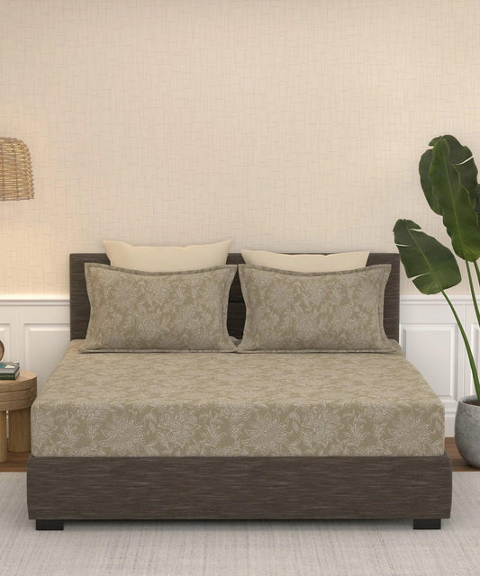 Enera Pastel Poetry Collection Toffee Color King Size Bedsheet Set - enera
