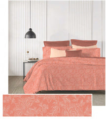 Enera Pastel Poetry Collection Adelia Carrot Color King Size Bedsheet Set - enera