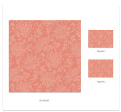 Enera Pastel Poetry Collection Adelia Carrot Color King Size Bedsheet Set - enera