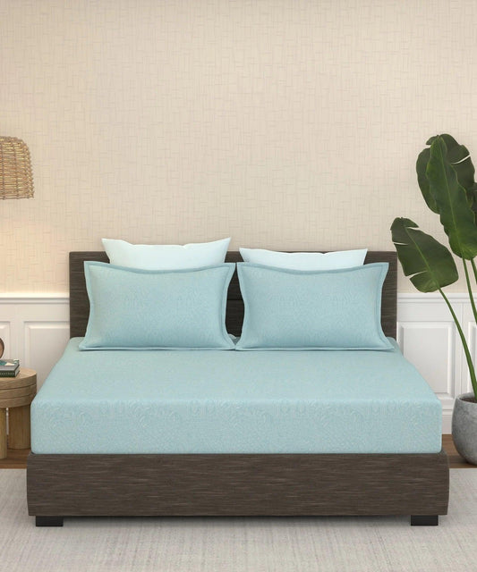 Enera Pastel Poetry Collection Blueberry Color King Size Bedsheet Set - enera