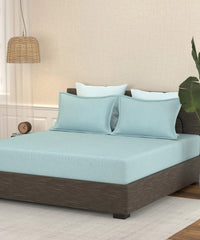 Enera Pastel Poetry Collection Blueberry Color King Size Bedsheet Set - enera