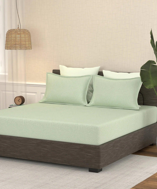 Enera Pastel Poetry Collection Pistachio Color King Size Bedsheet Set - enera