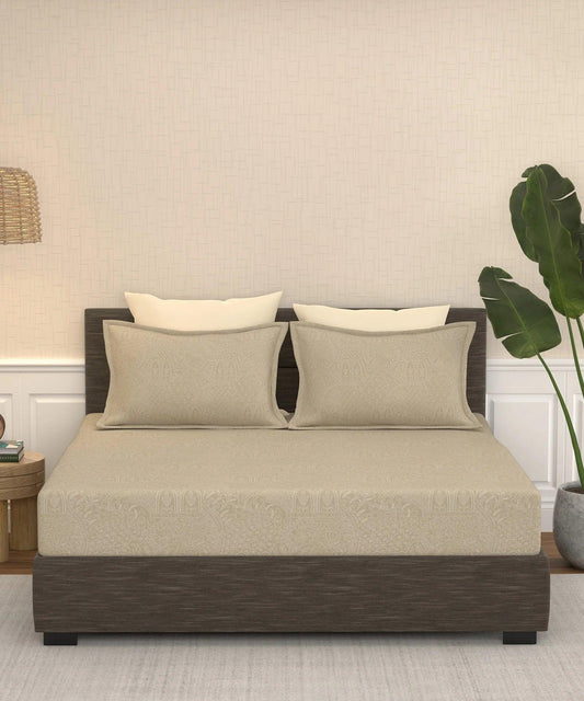 Enera Pastel Poetry Collection Meer Vanilla Color King Size Bedsheet Set - enera