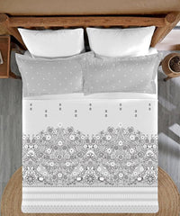 Enera Sanskriti Collection Bidri Silver Color King Size Bedsheet Set - enera