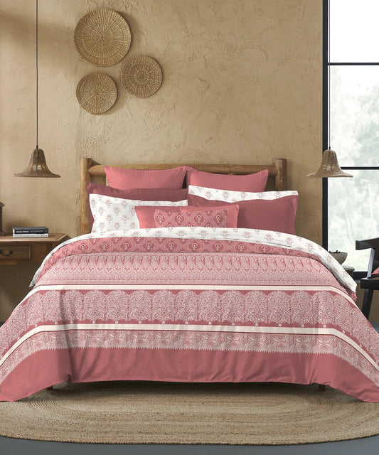 Enera Sanskriti Collection Banarasi Brick Color King Size Bedsheet Set - enera