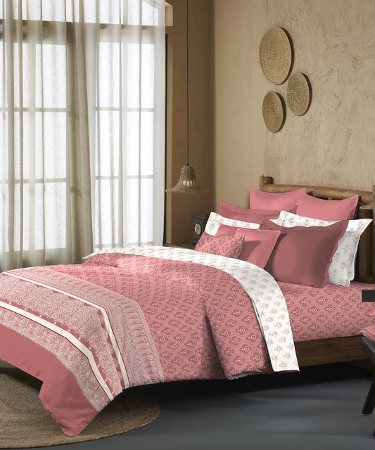 Enera Sanskriti Collection Banarasi Brick Color King Size Bedsheet Set - enera