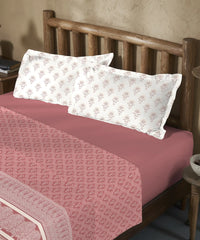 Enera Sanskriti Collection Banarasi Brick Color King Size Bedsheet Set - enera