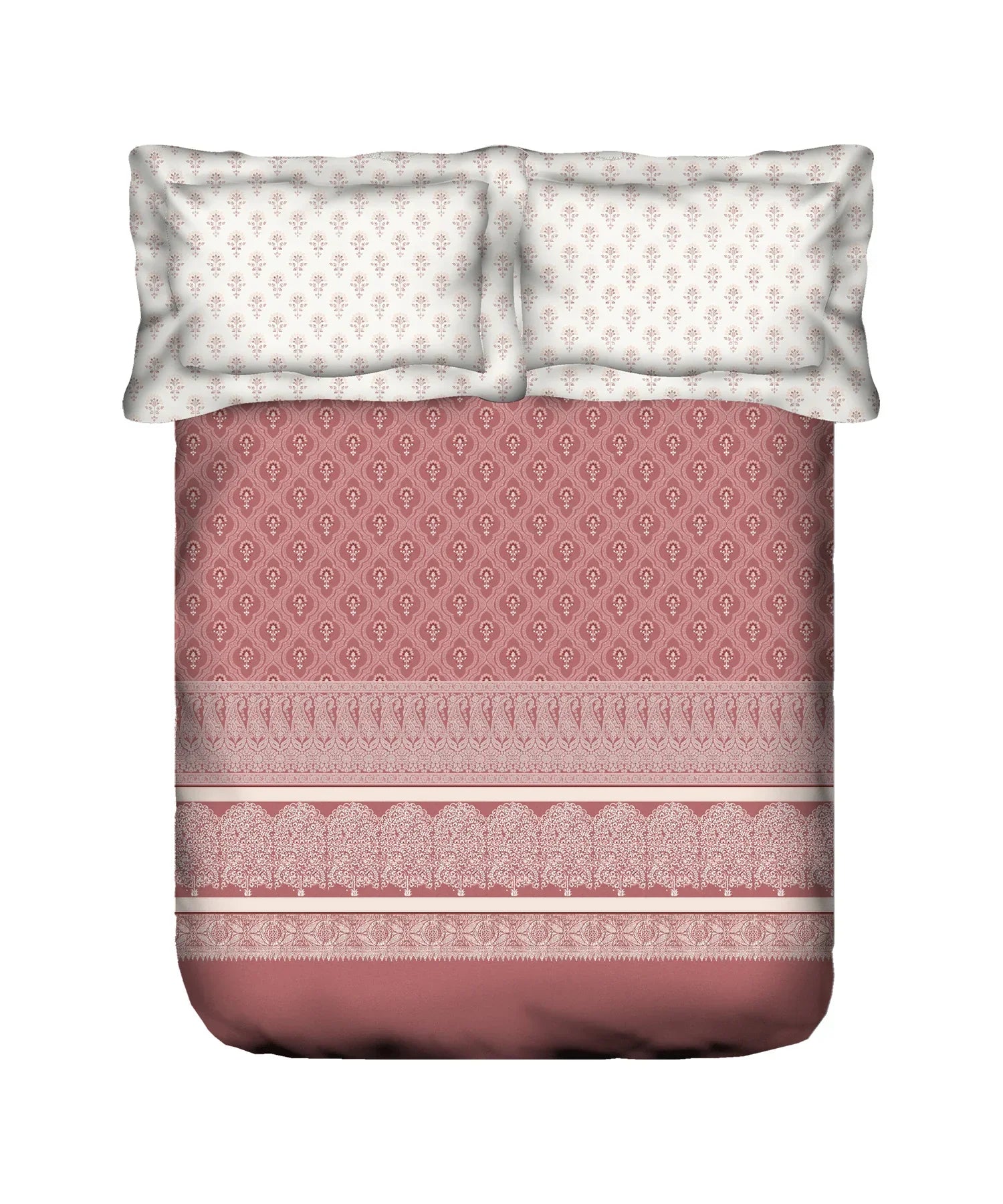 Enera Sanskriti Collection Banarasi Brick Color King Size Bedsheet Set - enera
