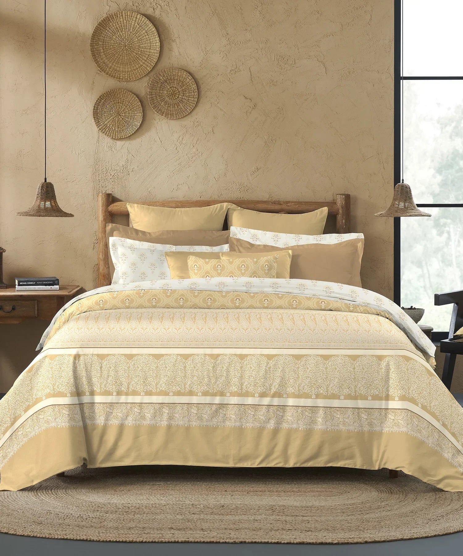 Enera Sanskriti Collection Banarasi Brown Color King Size Bedsheet Set - enera