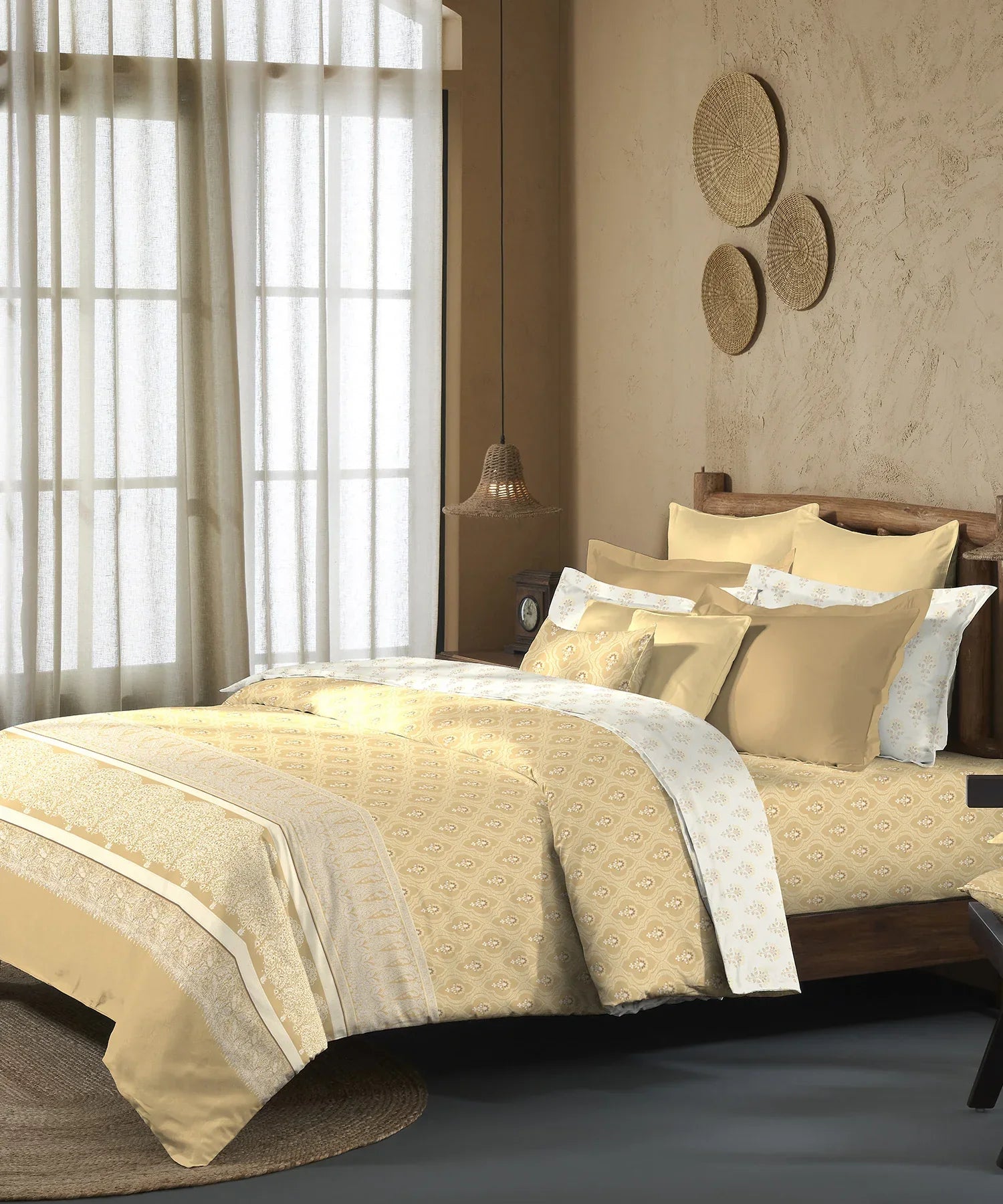 Enera Sanskriti Collection Banarasi Brown Color King Size Bedsheet Set - enera