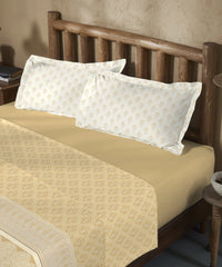 Enera Sanskriti Collection Banarasi Brown Color King Size Bedsheet Set - enera