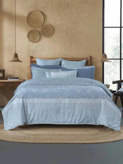 Enera Sanskriti Collection Lipan Art Blue Color King Size Bedsheet Set - enera