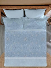 Enera Sanskriti Collection Lipan Art Blue Color King Size Bedsheet Set - enera