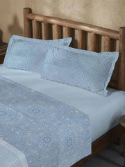 Enera Sanskriti Collection Lipan Art Blue Color King Size Bedsheet Set - enera