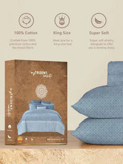 Enera Sanskriti Collection Lipan Art Blue Color King Size Bedsheet Set - enera