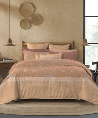 Enera Sanskriti Collection Lipan Art Chestnut Color King Size Bedsheet Set - enera