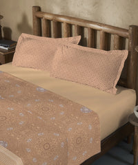 Enera Sanskriti Collection Lipan Art Chestnut Color King Size Bedsheet Set - enera