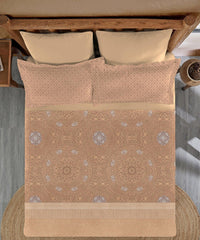 Enera Sanskriti Collection Lipan Art Chestnut Color King Size Bedsheet Set - enera