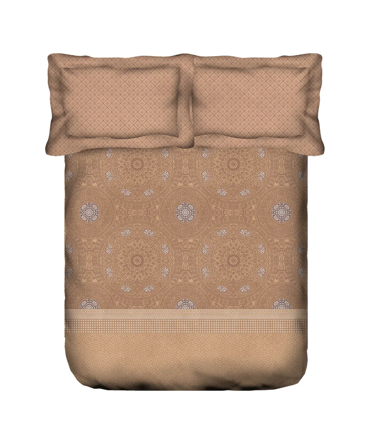 Enera Sanskriti Collection Lipan Art Chestnut Color King Size Bedsheet Set - enera