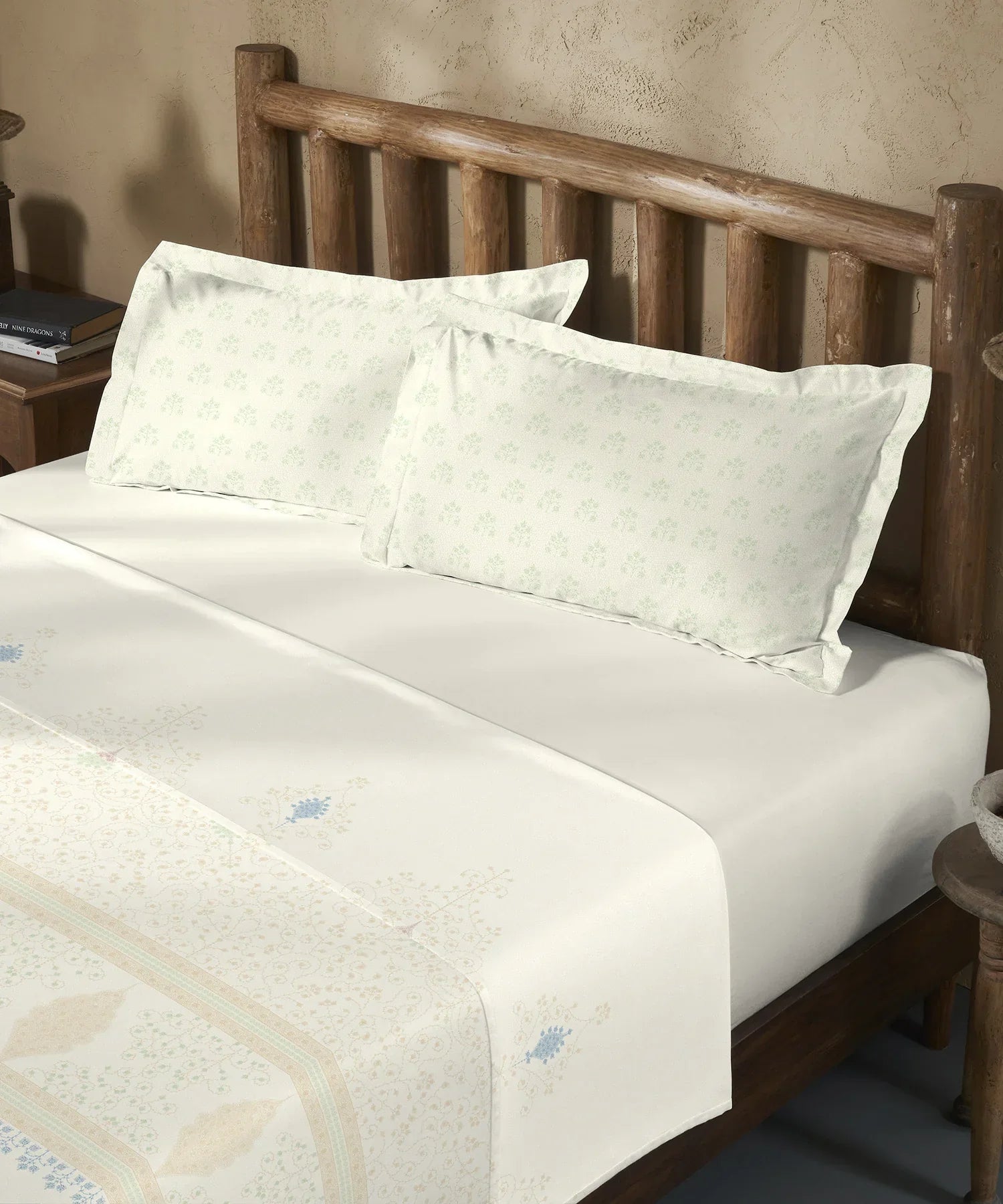 Enera Sanskriti Collection Pashmina Beige Color King Size Bedsheet Set - enera