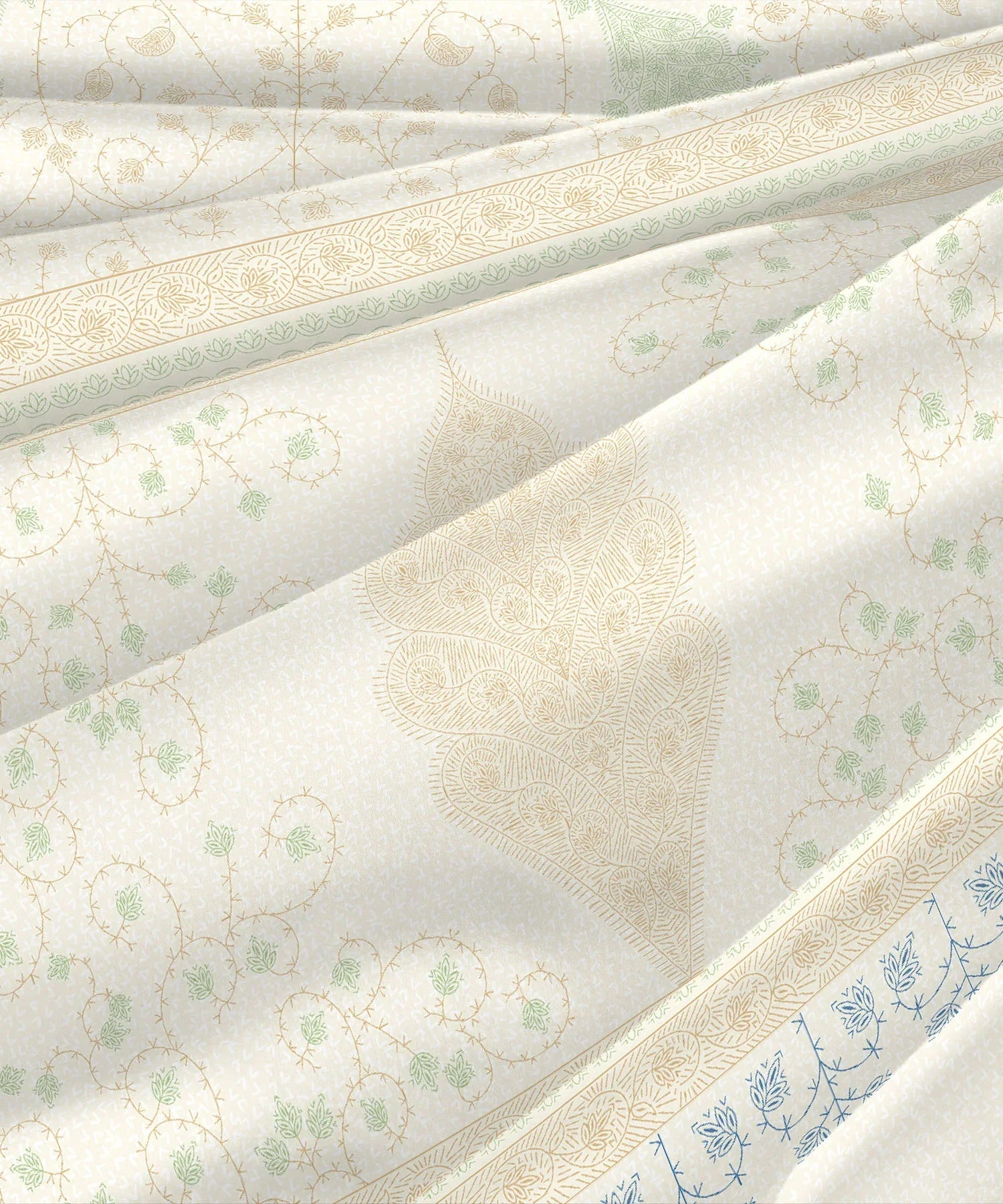 Enera Sanskriti Collection Pashmina Beige Color King Size Bedsheet Set - enera