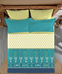 Enera Sanskriti Series Collection Teal Color King Size Bedsheet Set - enera