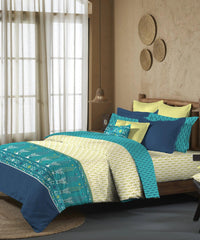 Enera Sanskriti Series Collection Teal Color King Size Bedsheet Set - enera