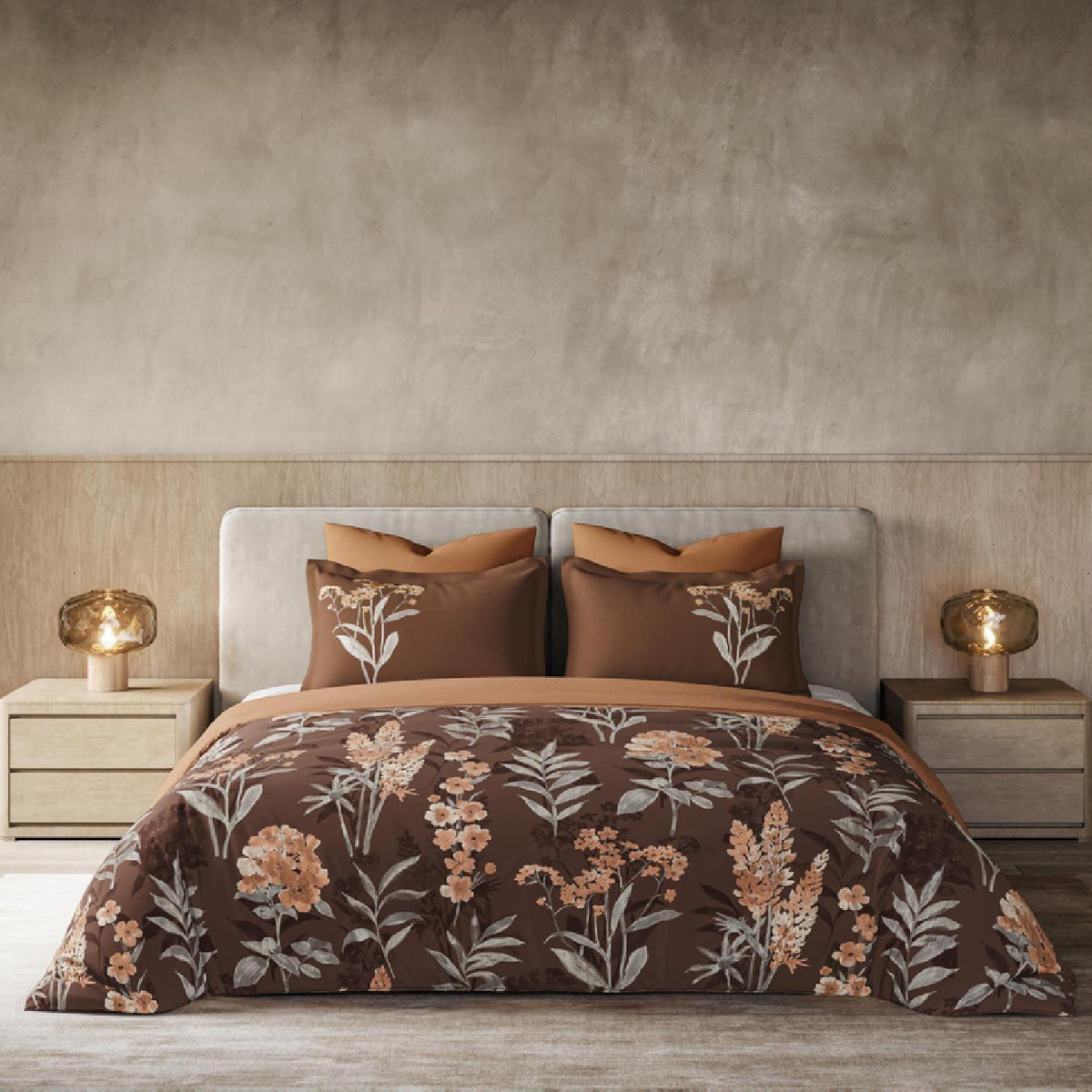 Enera Primary Collection Zinnia Russet Color Fitted Bedsheet - enera