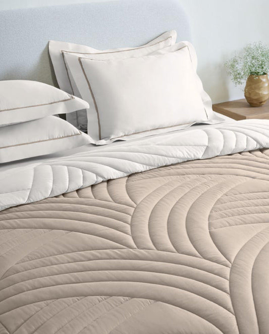 D'Decor Astratto French Oak-Snowwhite Color BIB069 Double Bed Comforter Set - enera