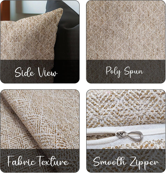 Enera DDR GEO ABS11 SR NO 1163 Embroidery Beige Color 16x16 Inch Cushion Cover - enera