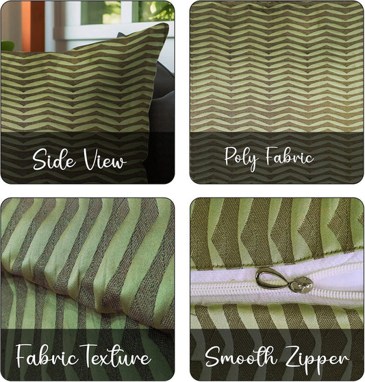 Enera DDR LINE & TEX SR NO JD82 Abstract Design Green & Grey Color 16x16 Inch Cushion Cover - enera