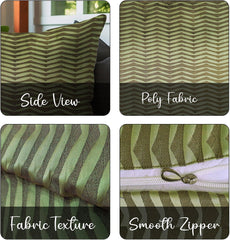 Enera DDR LINE & TEX SR NO JD82 Abstract Design Green & Grey Color 16x16 Inch Cushion Cover - enera