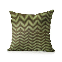 Enera DDR LINE & TEX SR NO JD82 Abstract Design Green & Grey Color 16x16 Inch Cushion Cover - enera