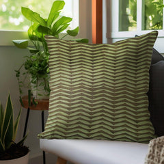 Enear DDR LINE & TEX SR NO JD82 Abstract Design Green & Grey Color 18x18 Inch Cushion Cover - enera