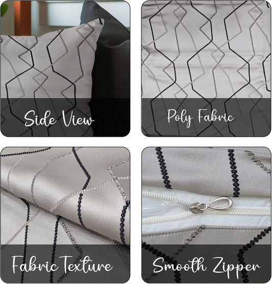 Enera DDR LINE & TEX SR NO JD104 Embroidery Light Coffee Color 16x16 Inch Cushion Cover - enera
