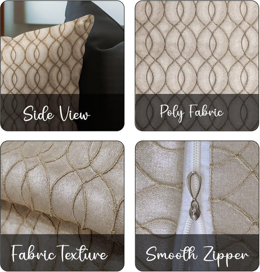 Enera DDR SR NO 9004 Texture Gold & Silver09 Color 16x16 Inch Cushion Cover - enera
