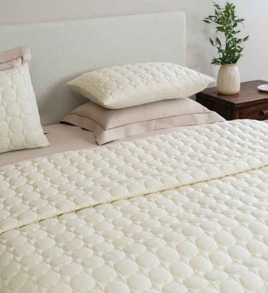D'Decor Legacy II Collection Marshmallow-Oatmeal Quilted Bedspread Set - enera